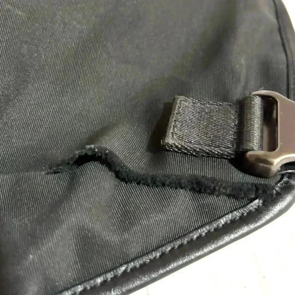 Coach unisex navy blue black leather nylon backpack